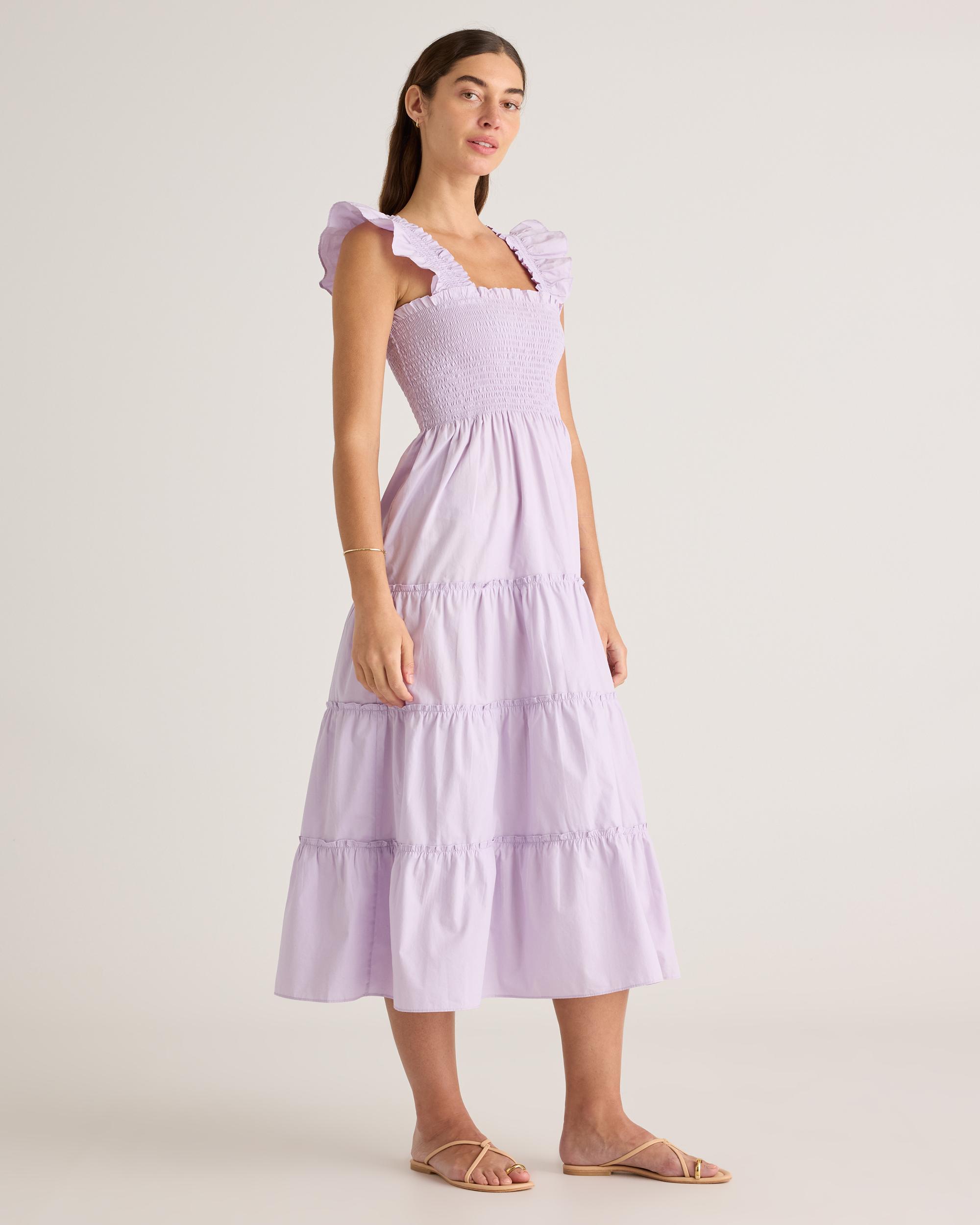 Quince | Women's Poplin Smocked Midi Dress Organic Cotton Product Image