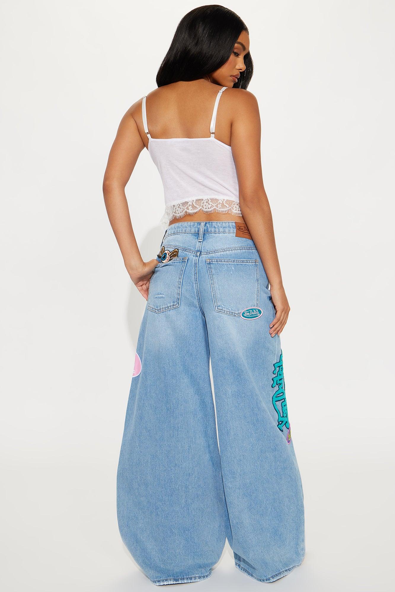 Von Dutch Eyeball Wide Leg Jeans - Light Wash Product Image