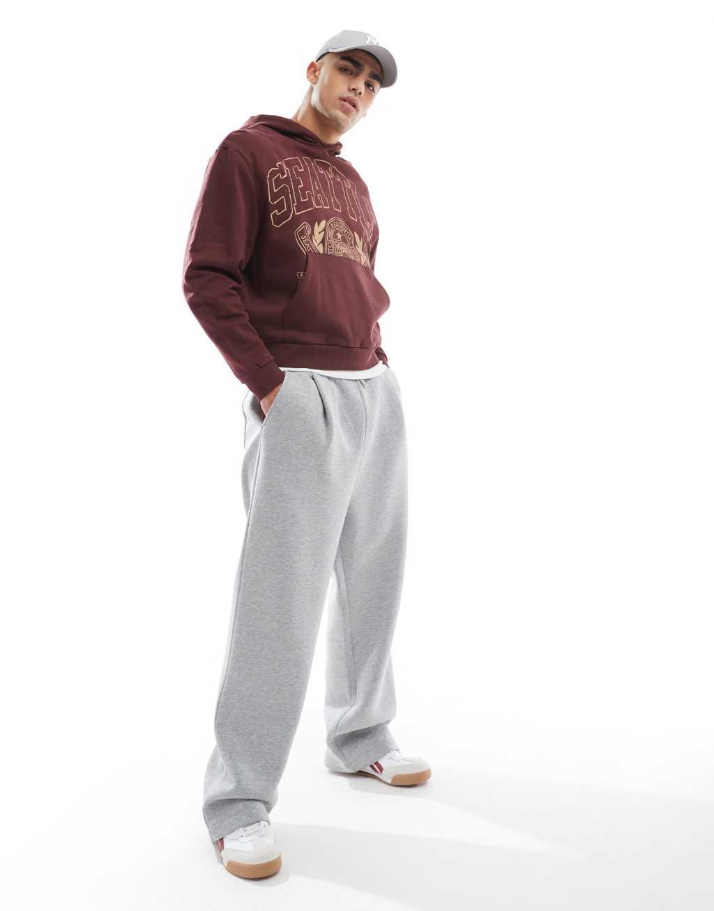 ASOS DESIGN oversized balloon sweatpants with pleat in gray heather Product Image