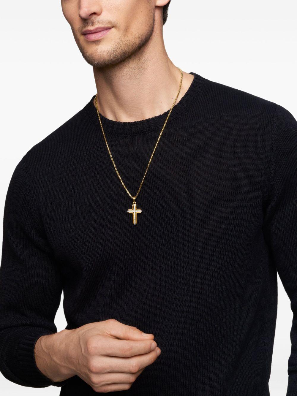 18kt yellow gold Deco Cross diamond pendant (34mm) Product Image