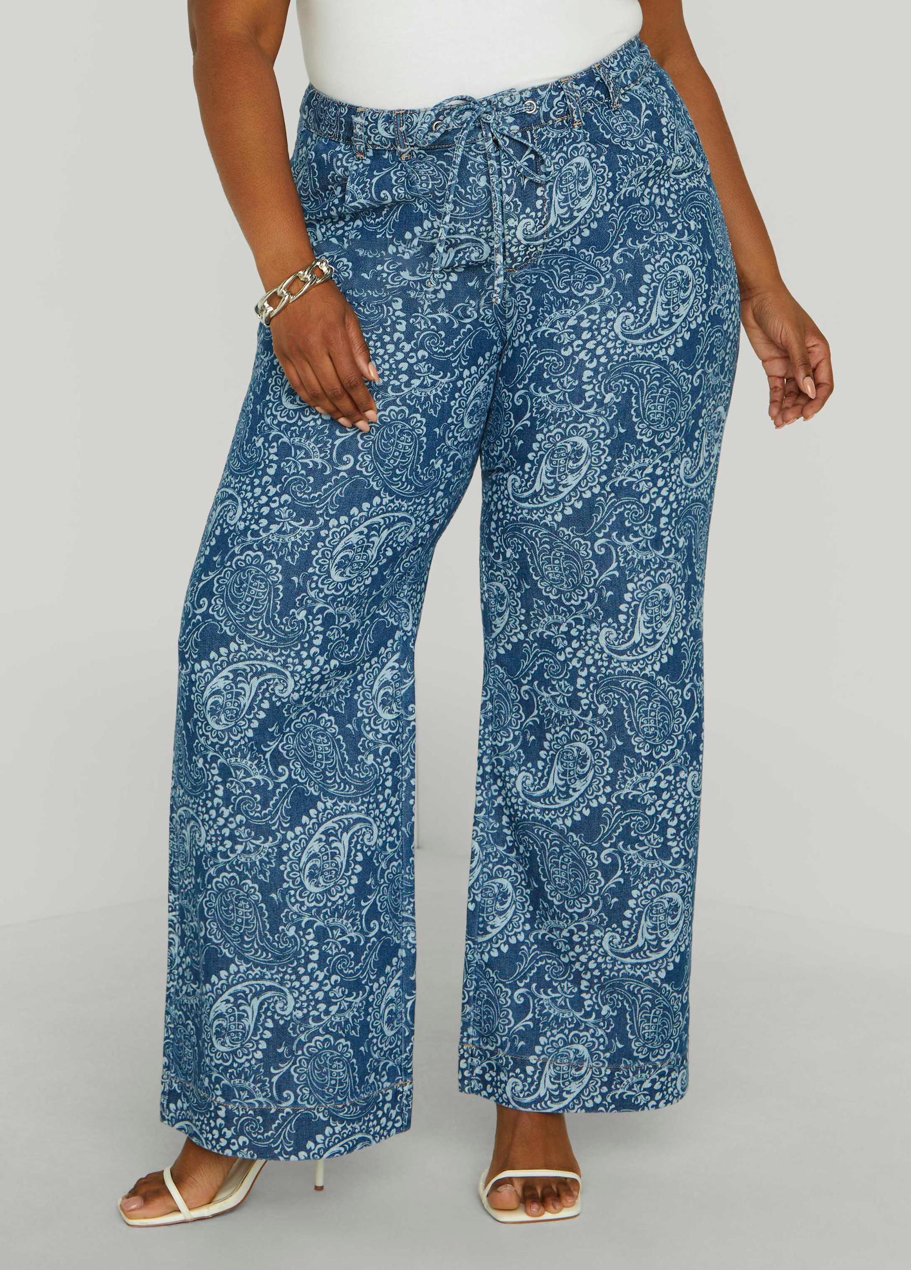 Paisley Print Straight Leg Jeans Product Image