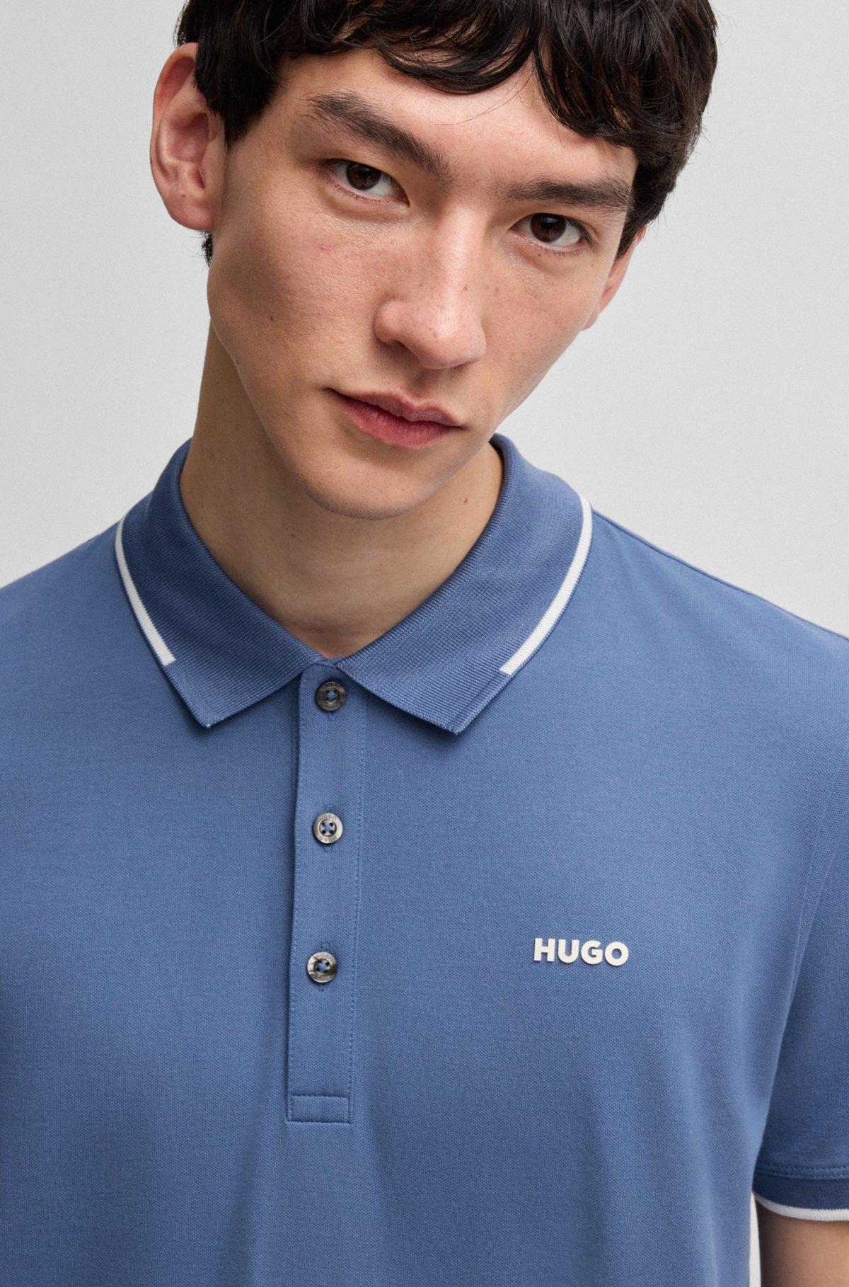 Stretch-cotton slim-fit polo shirt with printed logo Product Image