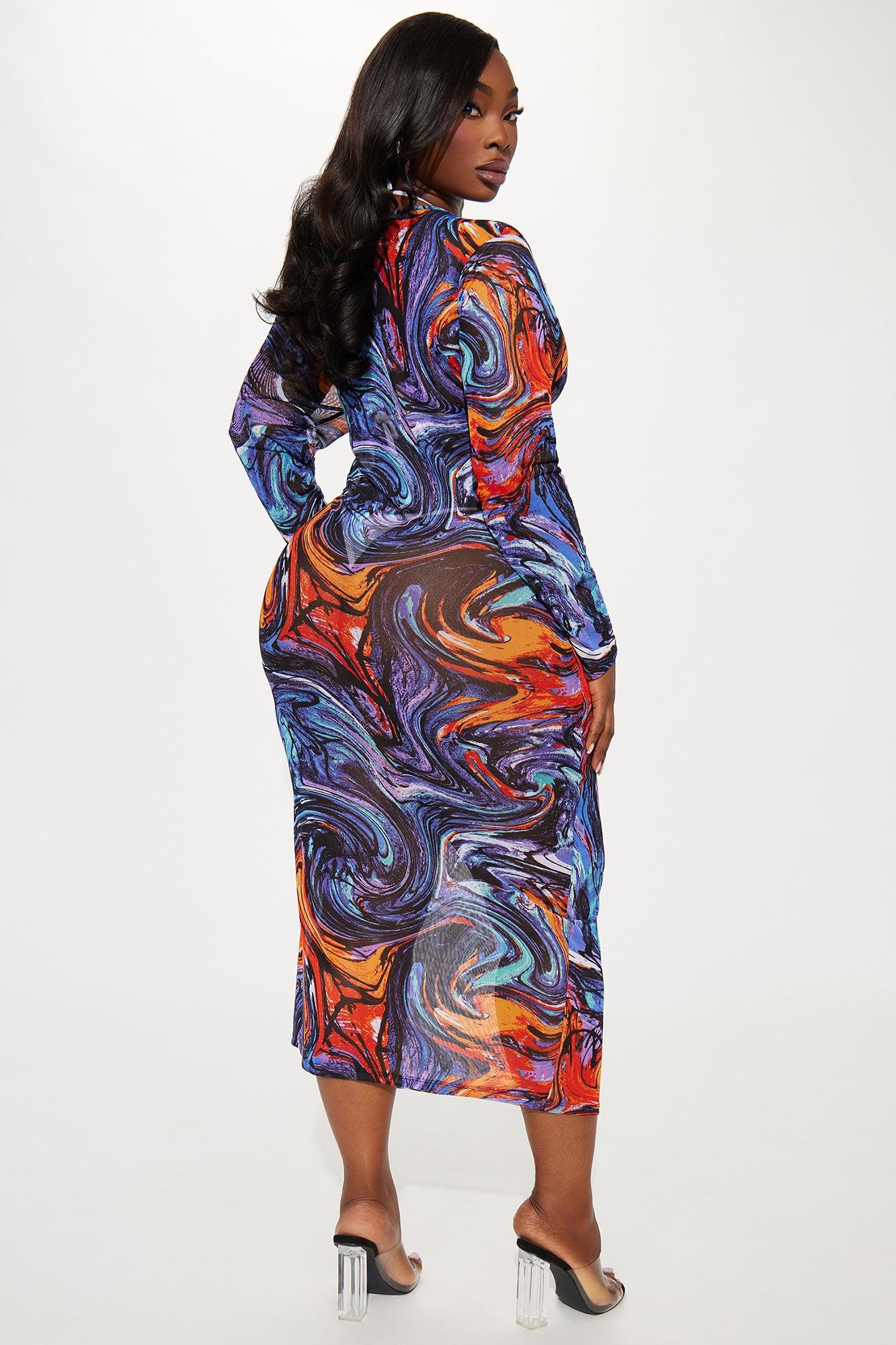 Lost In The Summer Heat Cover Up Dress - Blue/combo Product Image