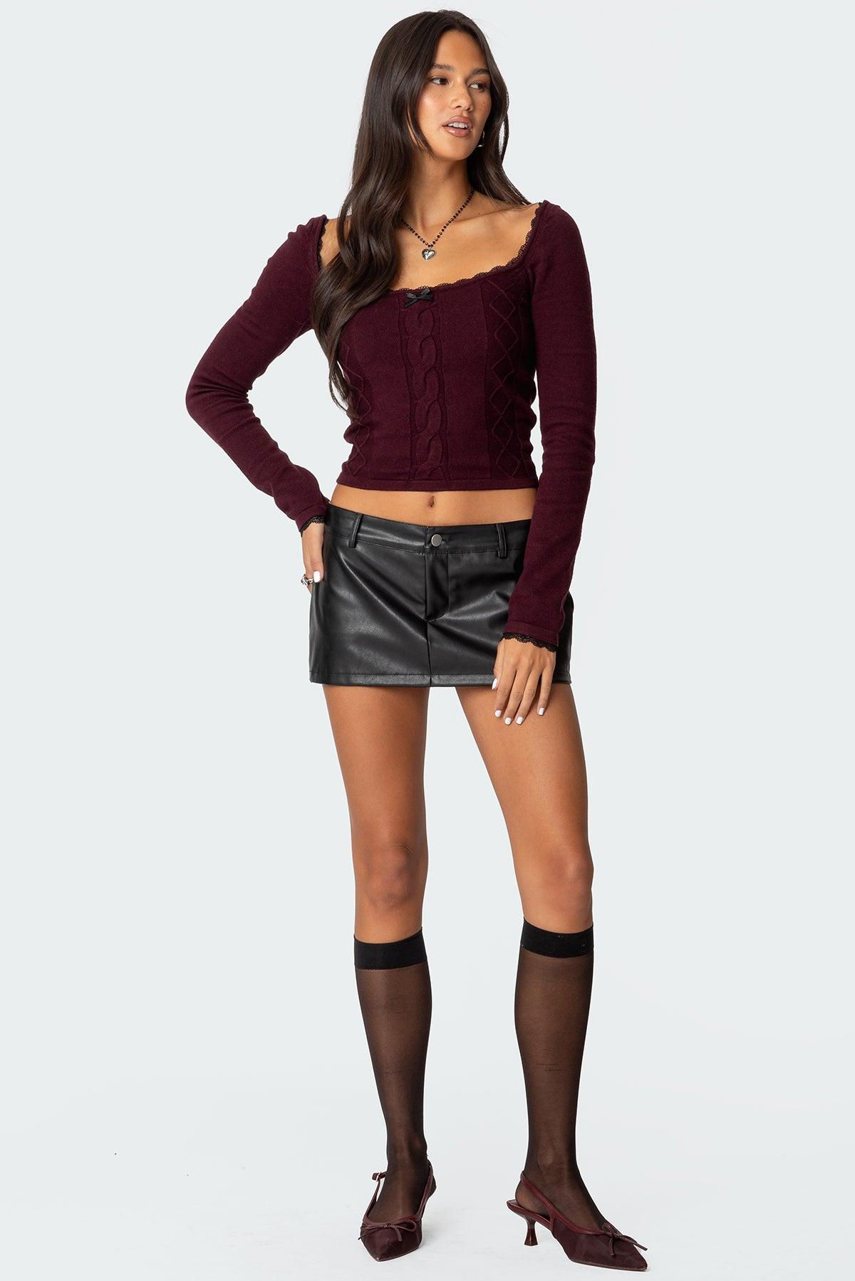 Ansley Lacey Cable Knit Top Product Image