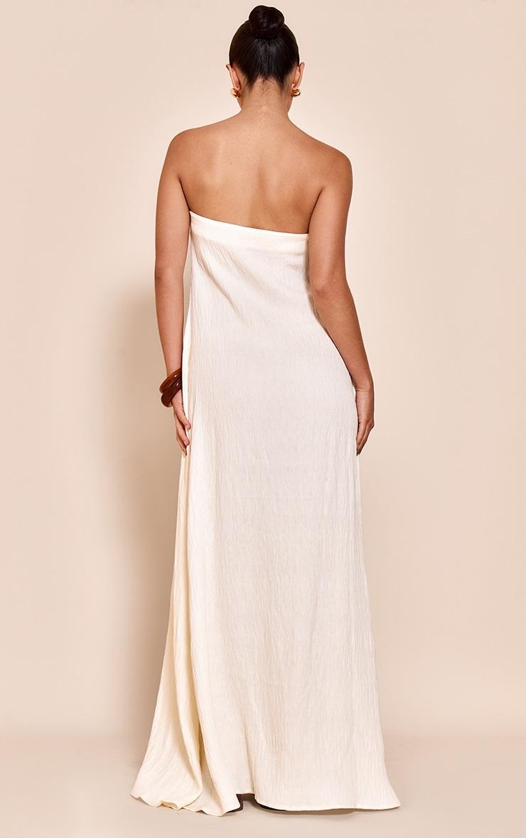 Cream Textured Bandeau Column Maxi Dress Product Image