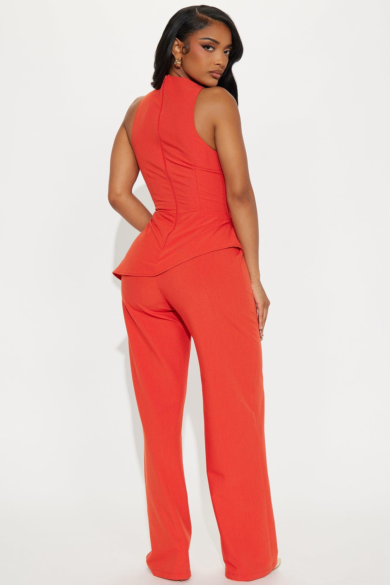 Strong Feelings High Neck Jumpsuit - Orange Female Product Image
