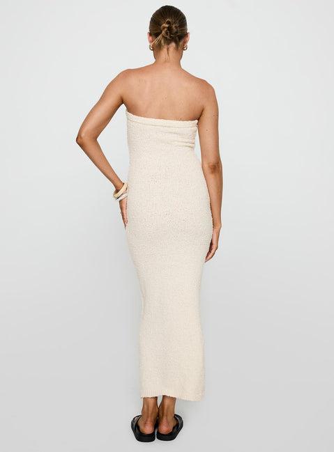 Cloud Strapless Boucle Maxi Dress Cream Product Image