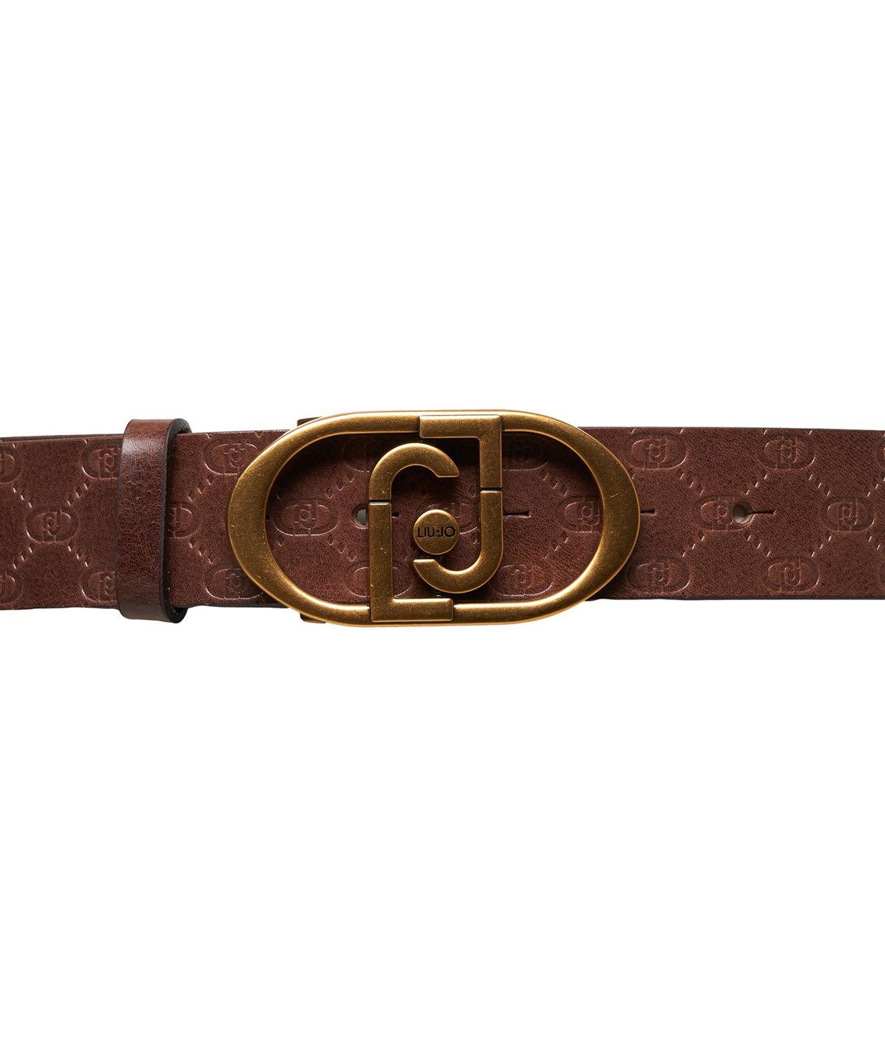 Leather belt with monogram Product Image