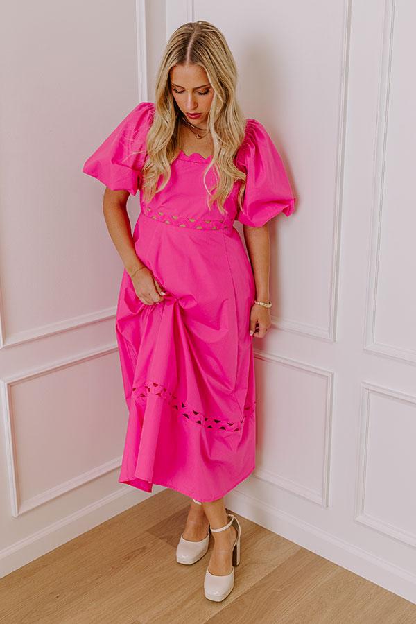Margaritas Please Cut Out Midi Dress in Hot Pink Product Image