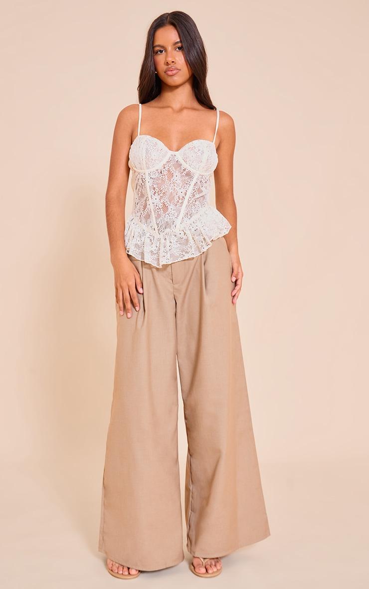 Petite Cream Strappy Lace Corset Top Product Image