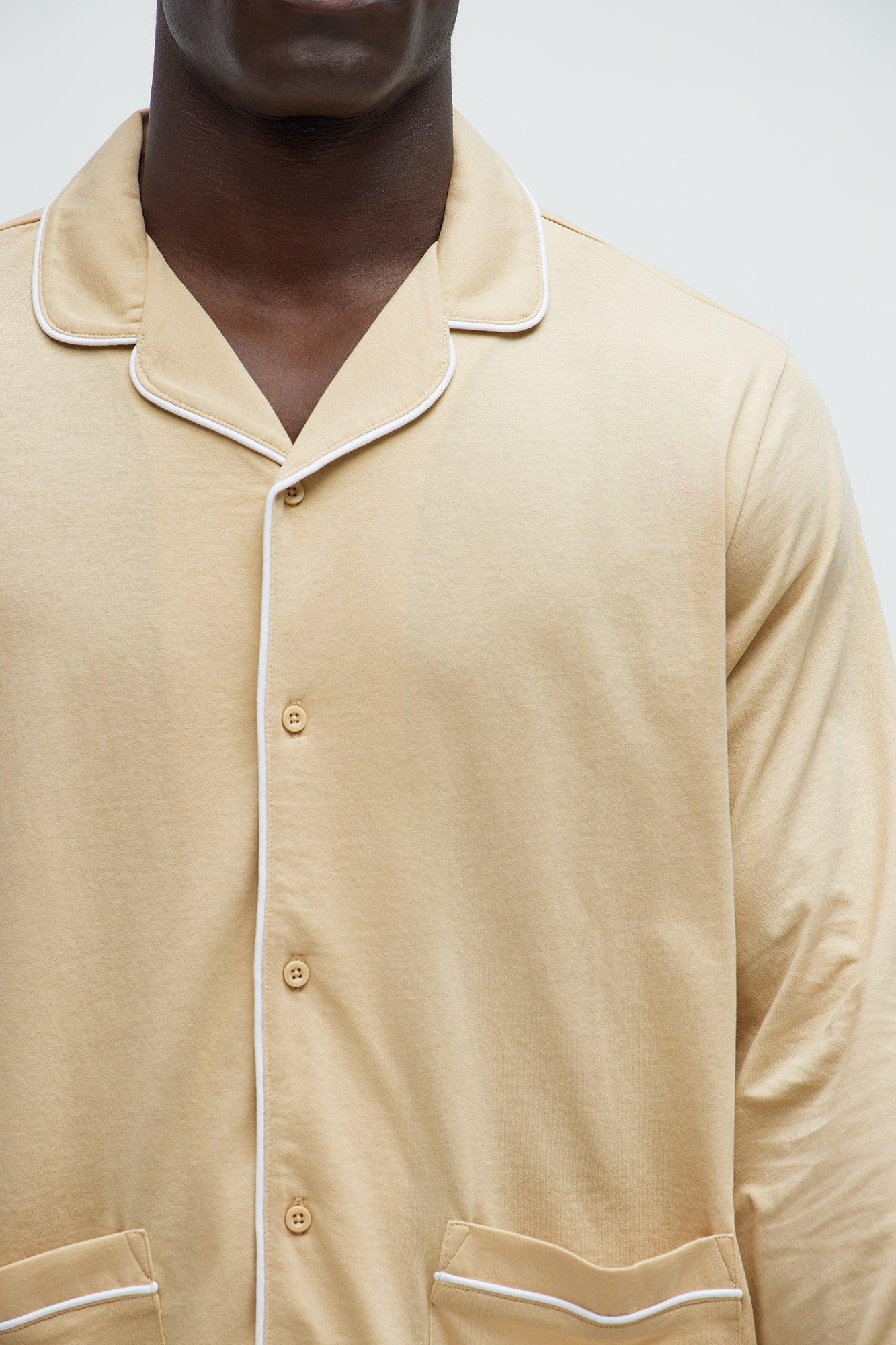 Modern Relaxed Pajama Long Sleeve - Khaki Product Image
