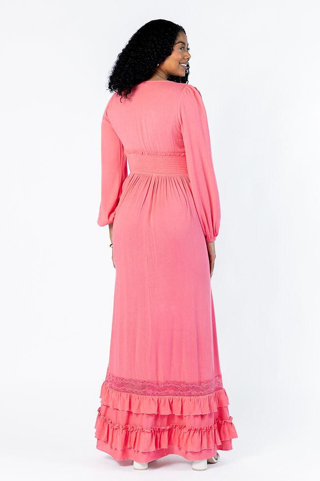 Lucky To Have You Coral Maxi Dress SALE Product Image