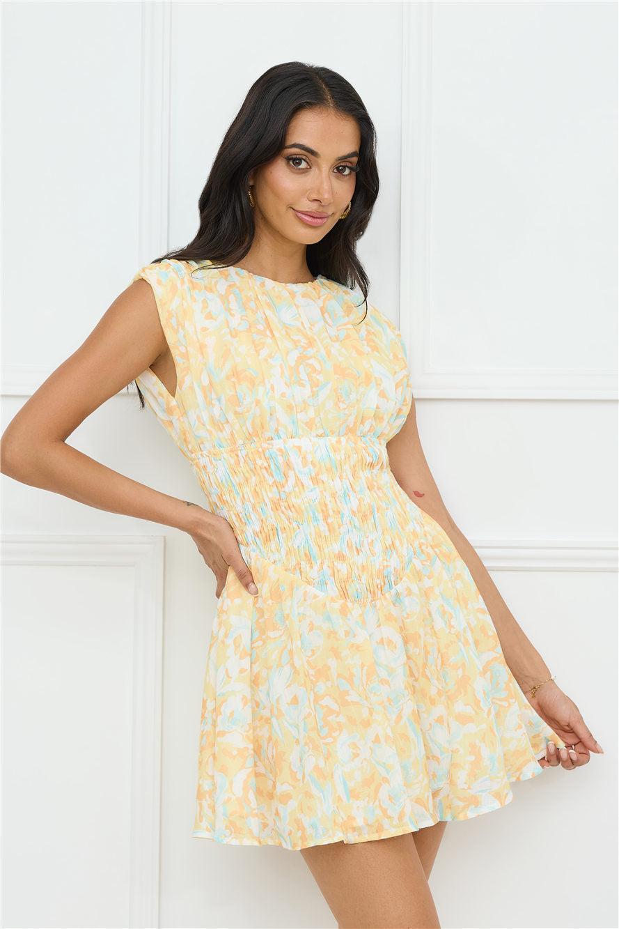 Tropical Haze Mini Dress Yellow Product Image