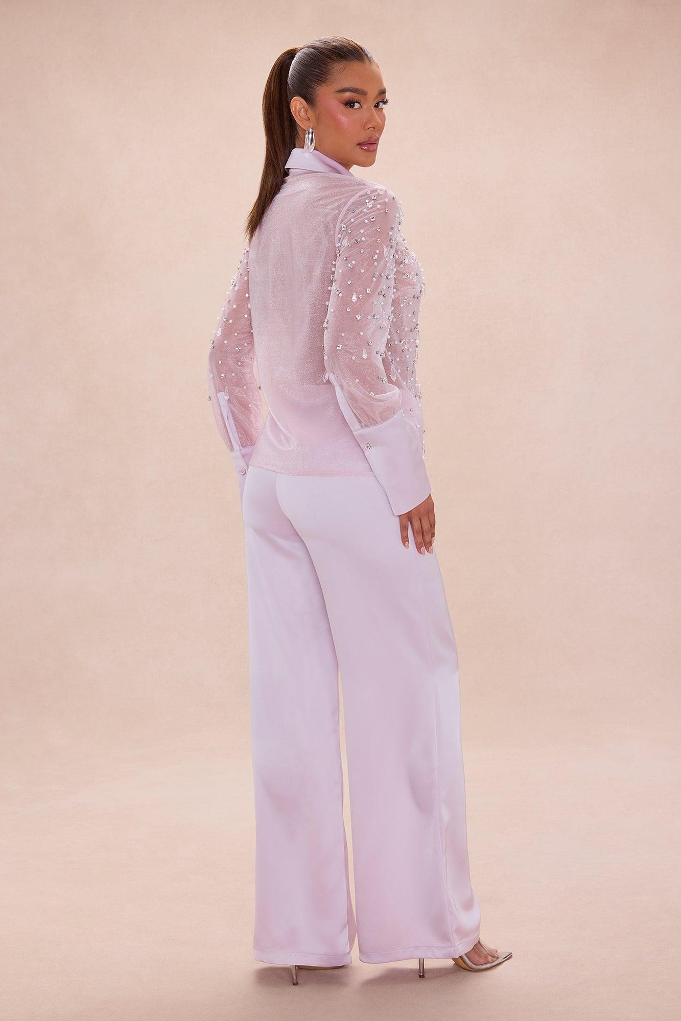 Athena Embellished Pant Set - Pink Female Product Image