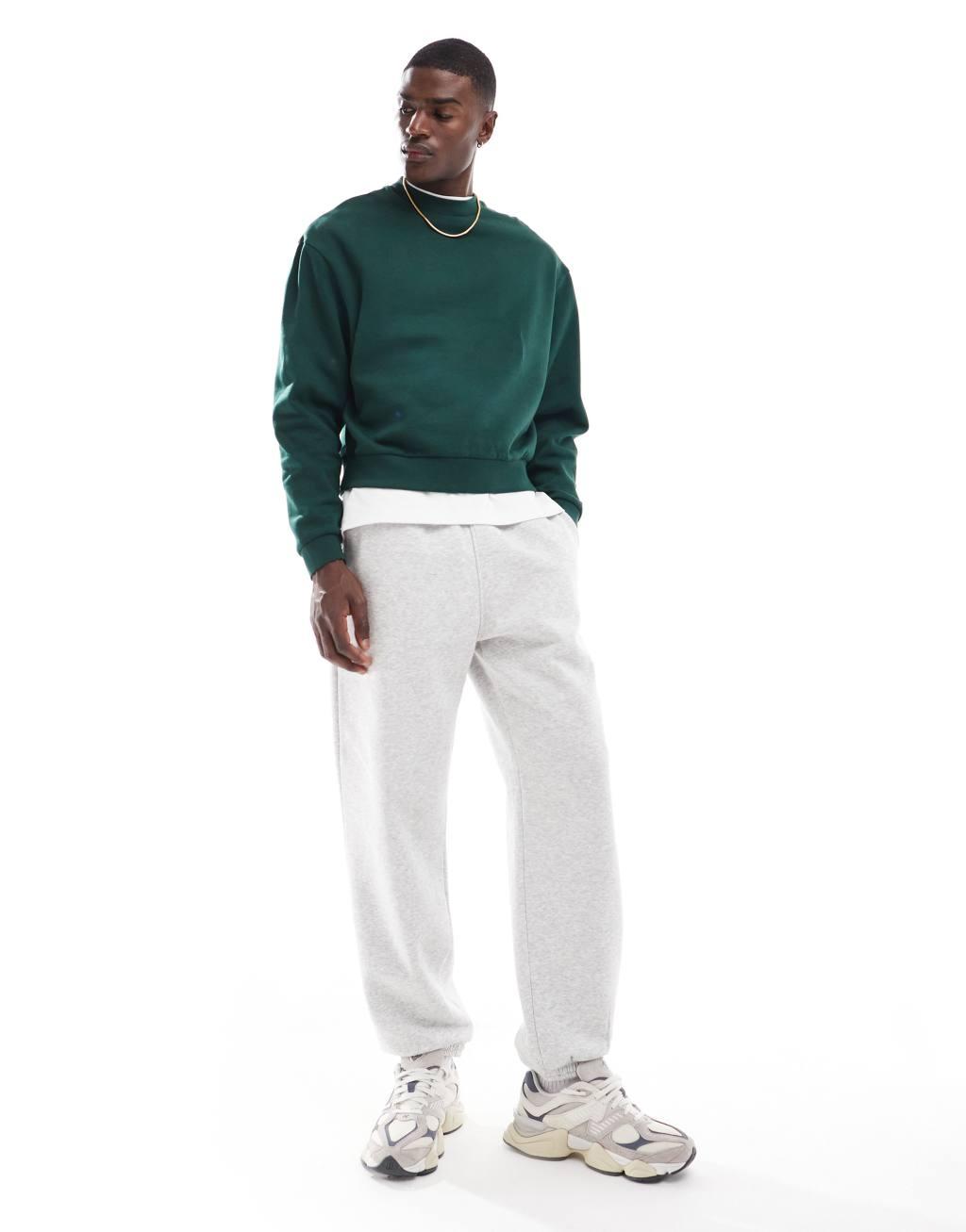 ASOS DESIGN essential boxy oversized sweatshirt in dark green Product Image