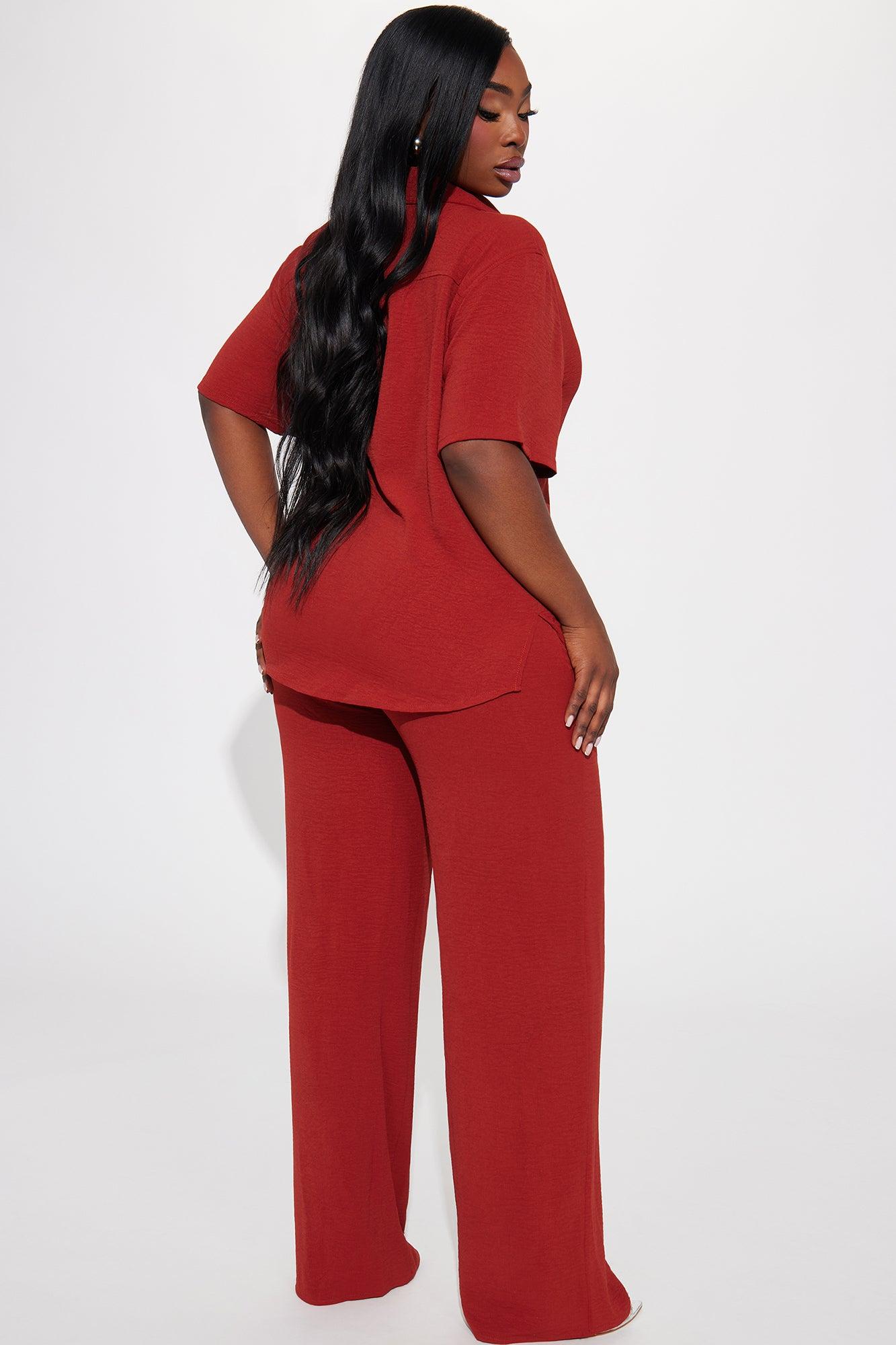 Makenzie Short Sleeve Pant Set - Rust Product Image