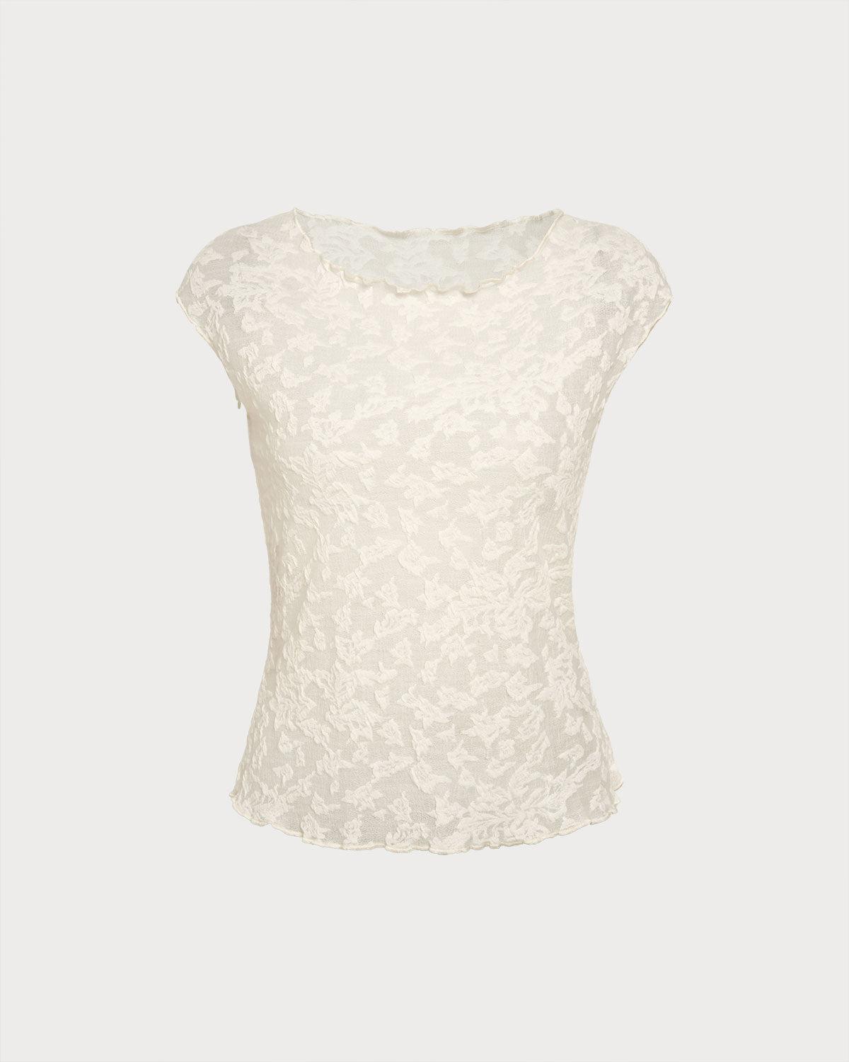 Beige Textured See Through Tee Product Image