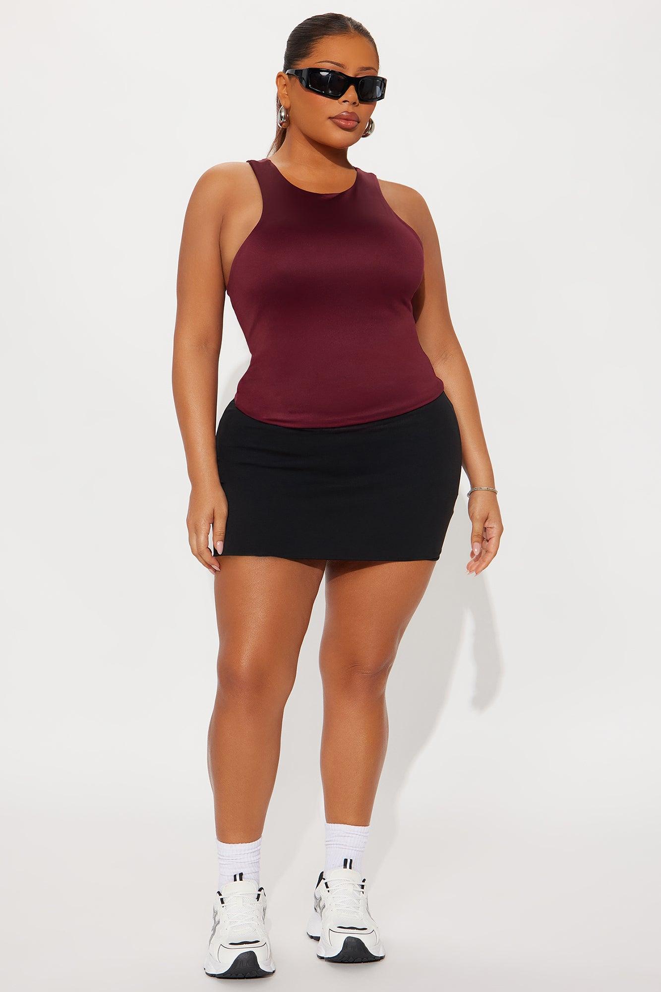 Contour Double Lined High Neck Tank Top - Wine Female Product Image