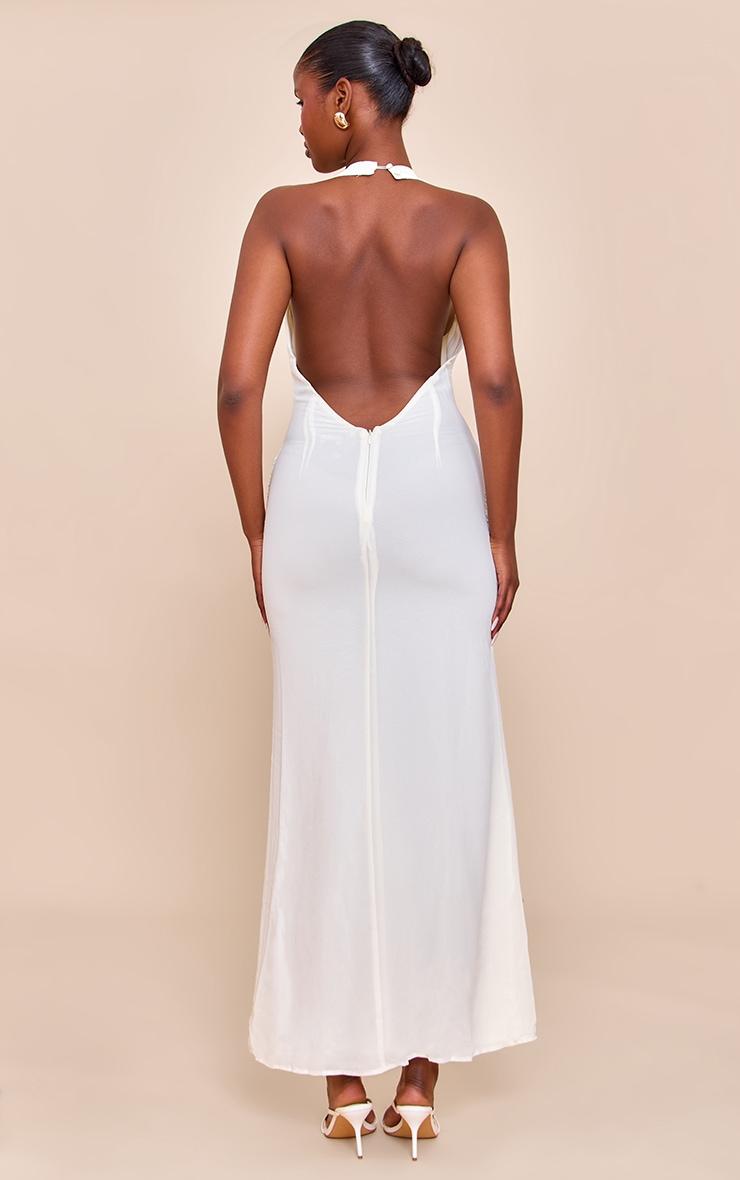Cream Chiffon Twist Detail Maxi Dress Product Image