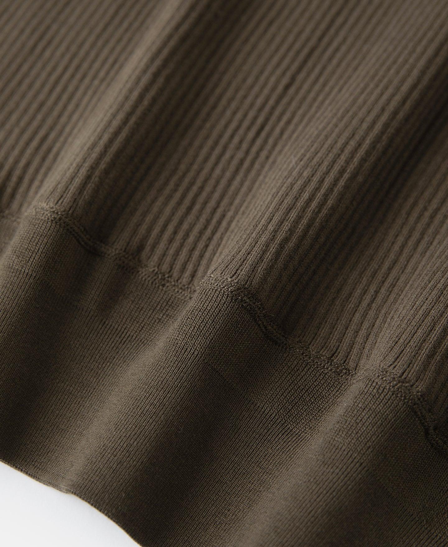 Ribbed Long Sleeve Henley T-Shirt - Olive Brown Product Image