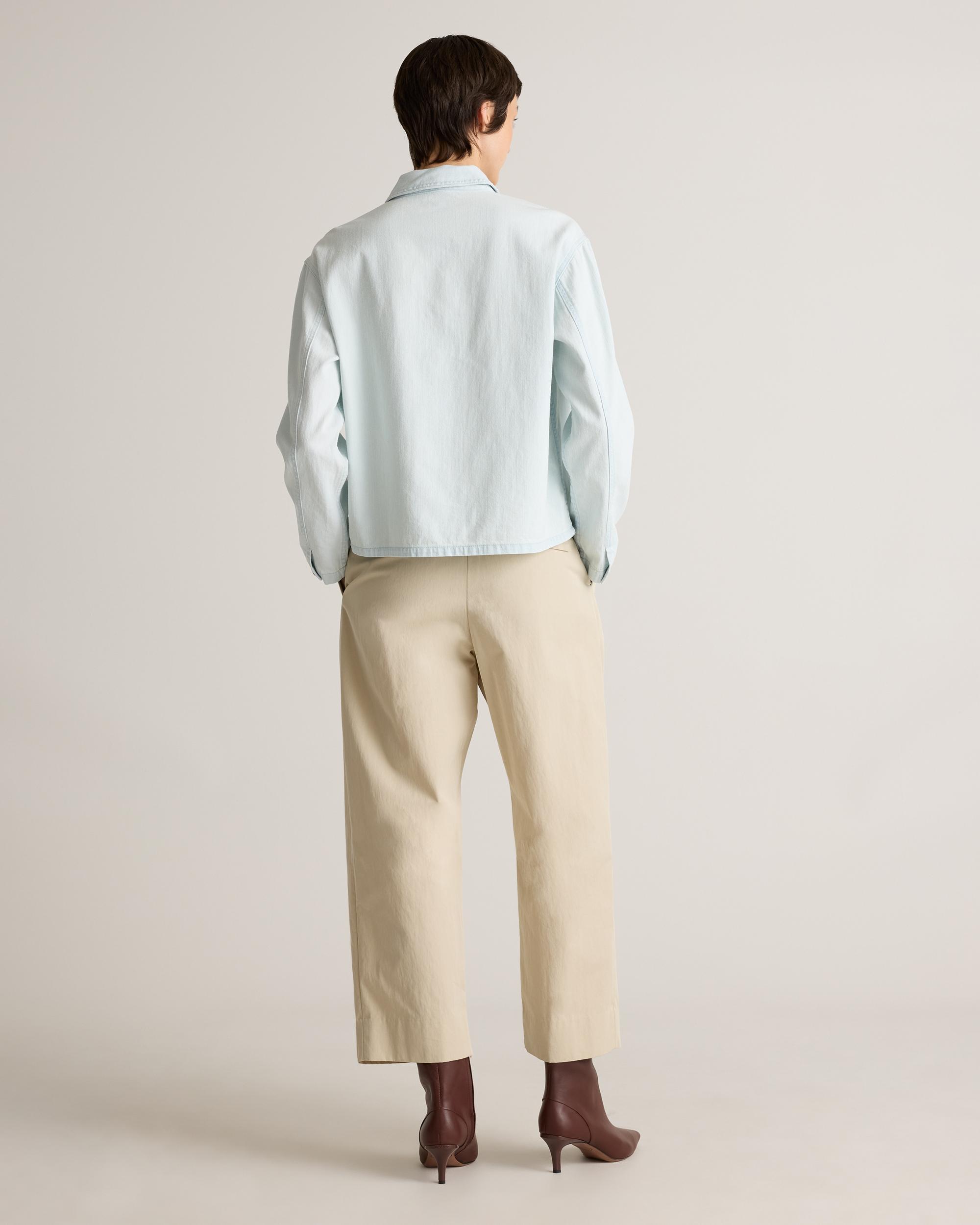 Quince | Women's Distressed Denim Popover Shirt Organic Cotton Product Image