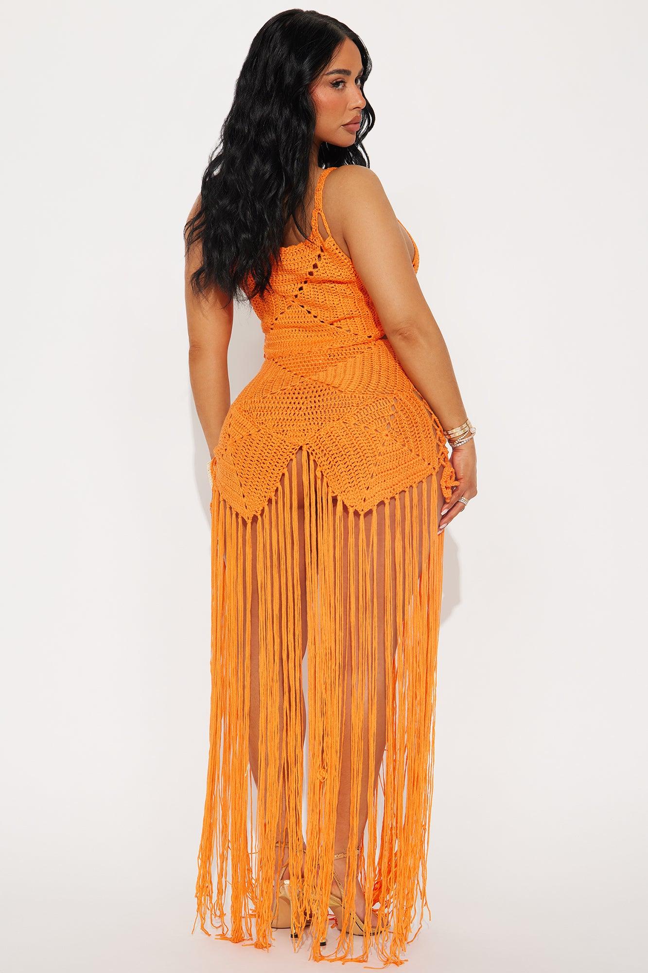 Tyla Crochet Maxi Skirt Set - Orange Product Image