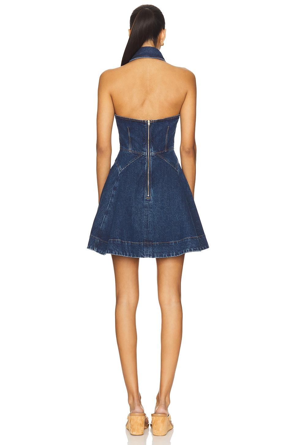 Denim Sleeveless Flared Mini Dress self-portrait Product Image