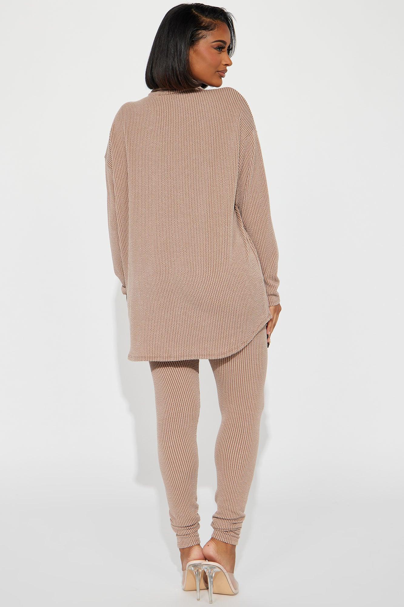 Maddie Ribbed Legging Set - Taupe Product Image