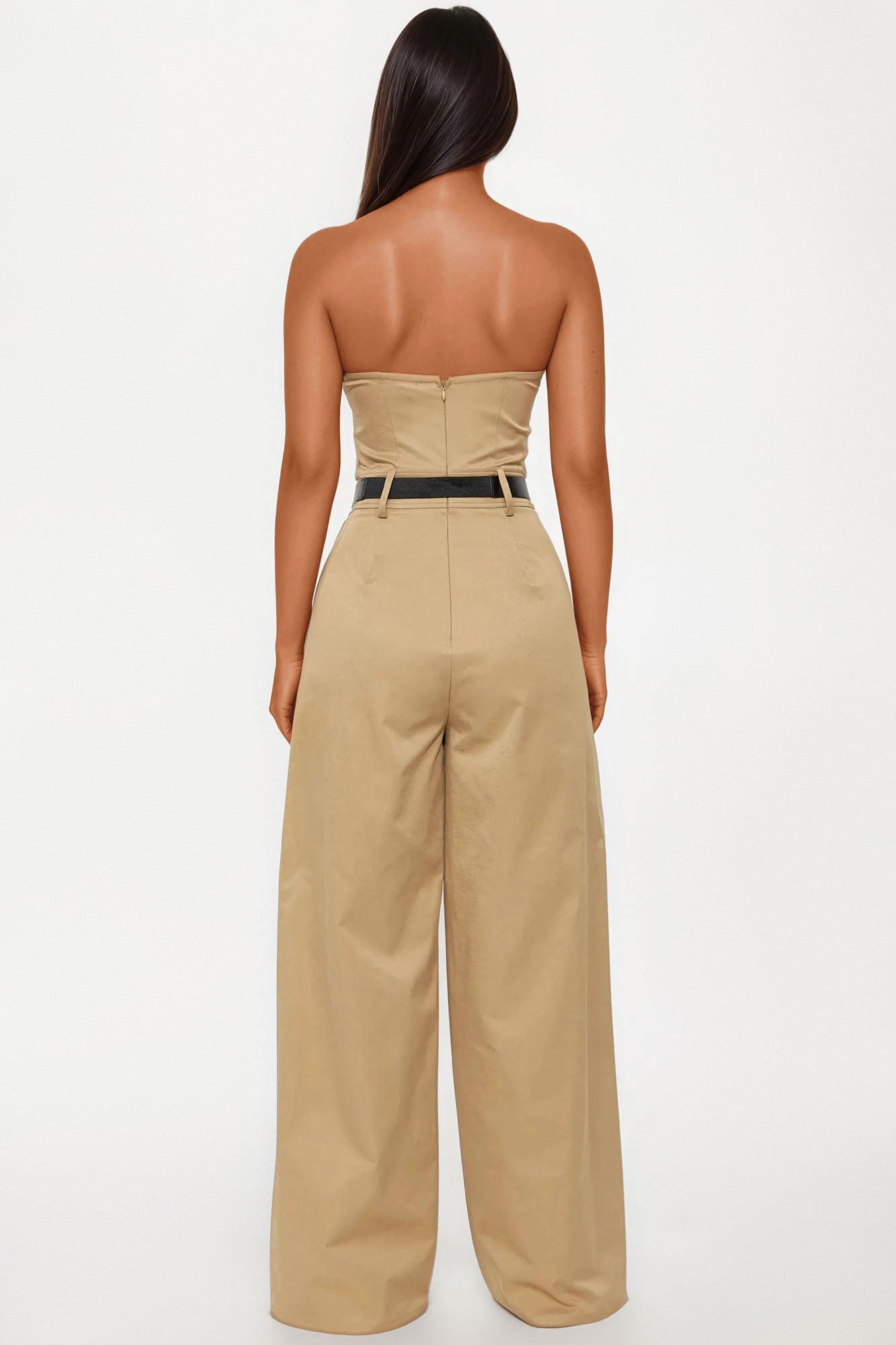 Breanne Belted Jumpsuit - Tan Female Product Image