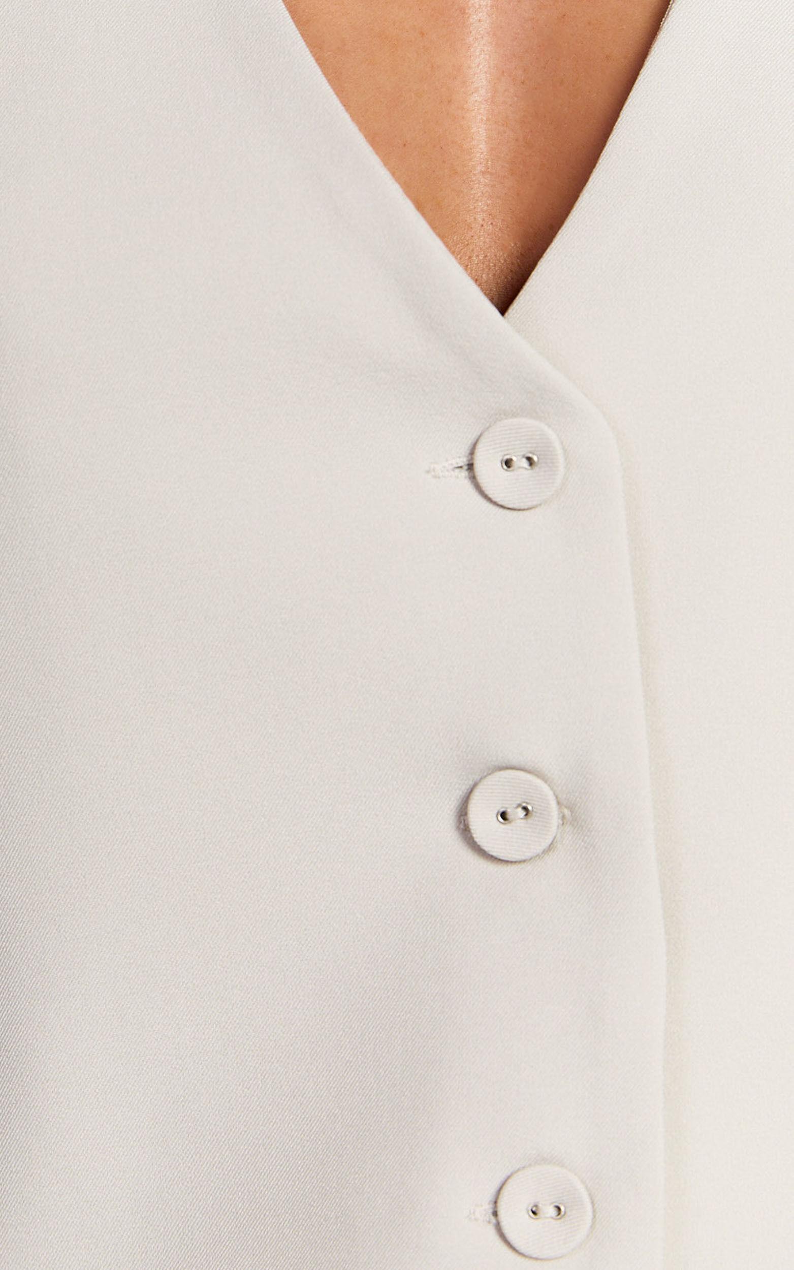 Melinda Top- Recycled Tailored Button Through Vest Top in Stone Product Image