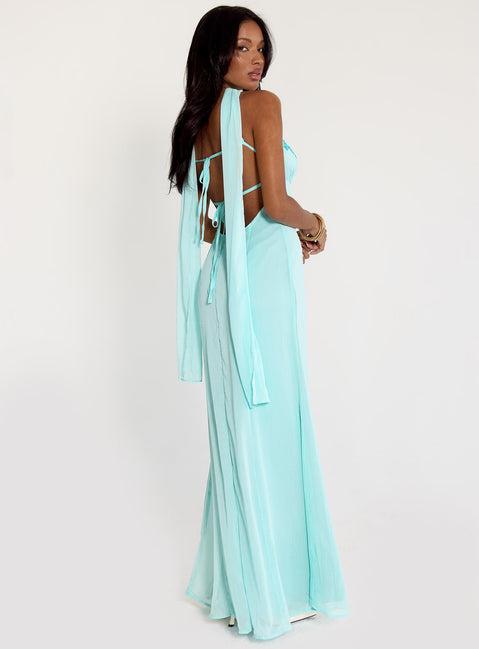 Jadira Scarf Maxi Dress Aqua Product Image