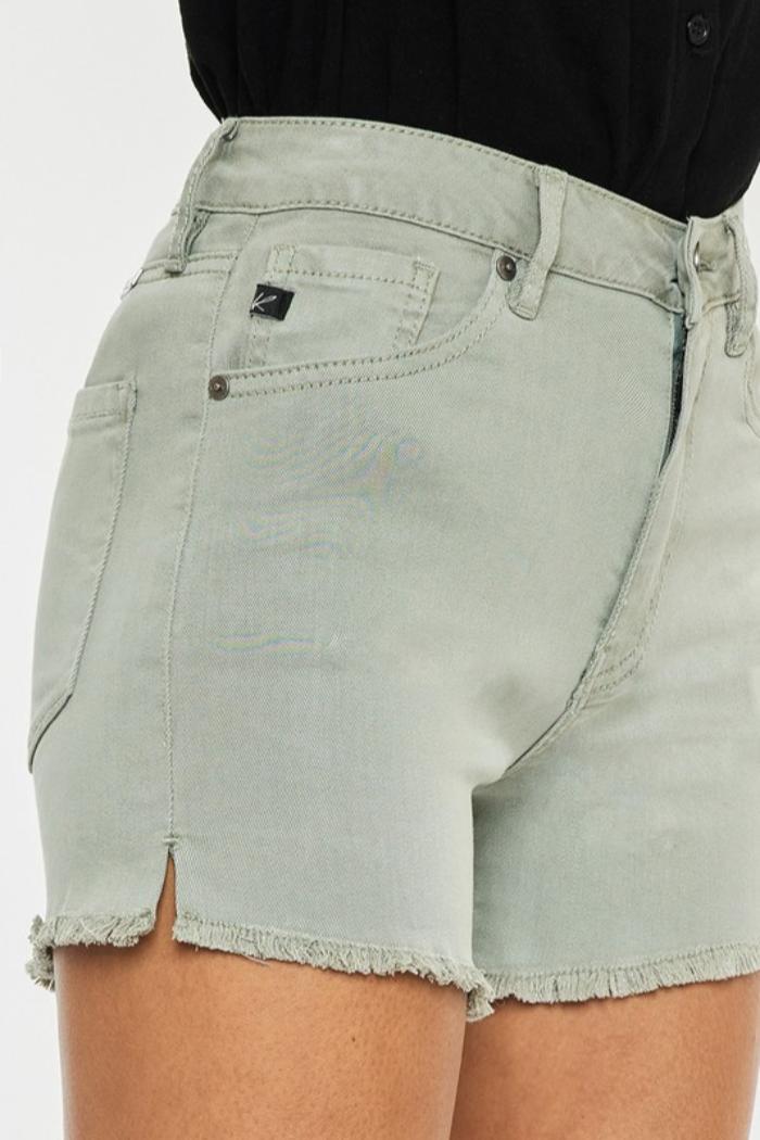 High Rise Olive Green Shorts Product Image