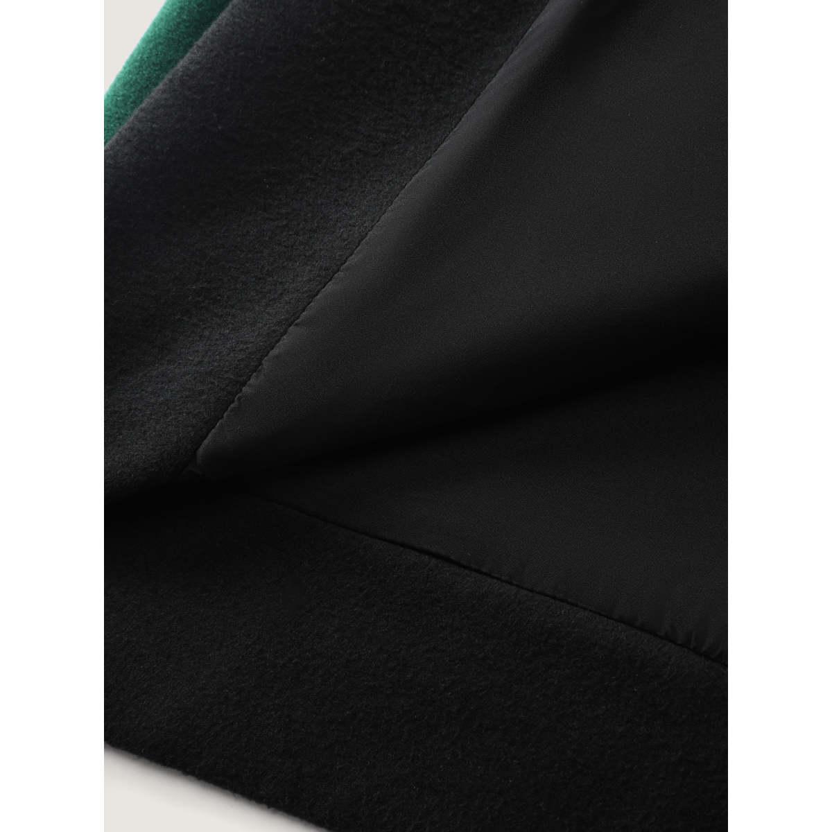 Plus Size Color Contrast Belted Lined Coat Women Emerald Retro Belted Ladies Elegant Winter Coats BloomChic 30/6X Product Image