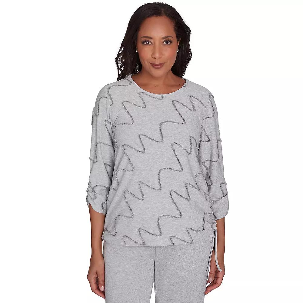 Women's Alfred Dunner Diagonal Textured Top, Size: Large, Gray Product Image