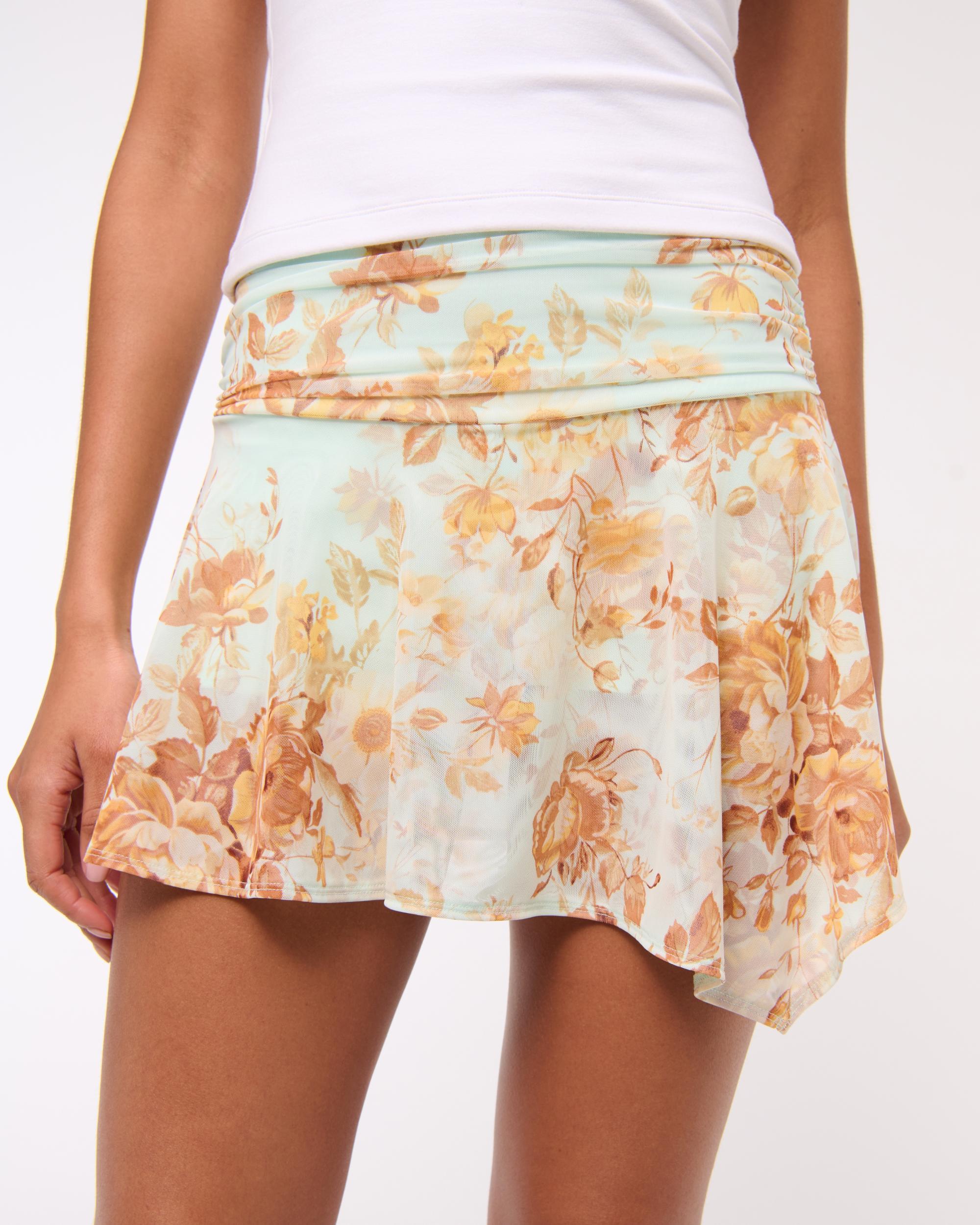 Mid Rise Asymmetrical Flirty Ruched Mini Skort Product Image