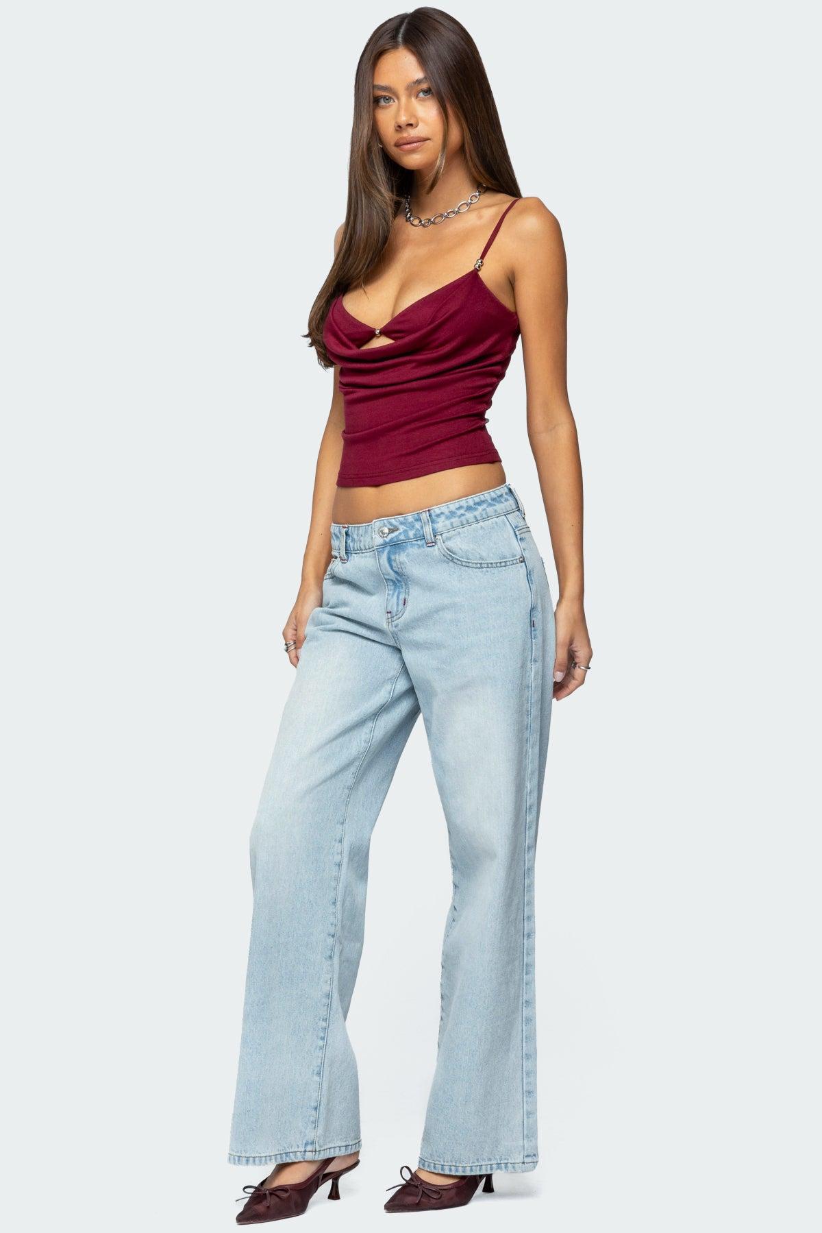 Layered Bra Cowl Neck Top Product Image