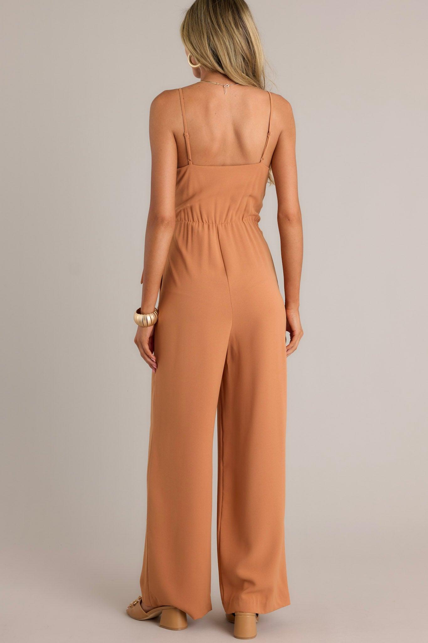Make Every Day Count Light Clay Faux Wrap Jumpsuit Product Image