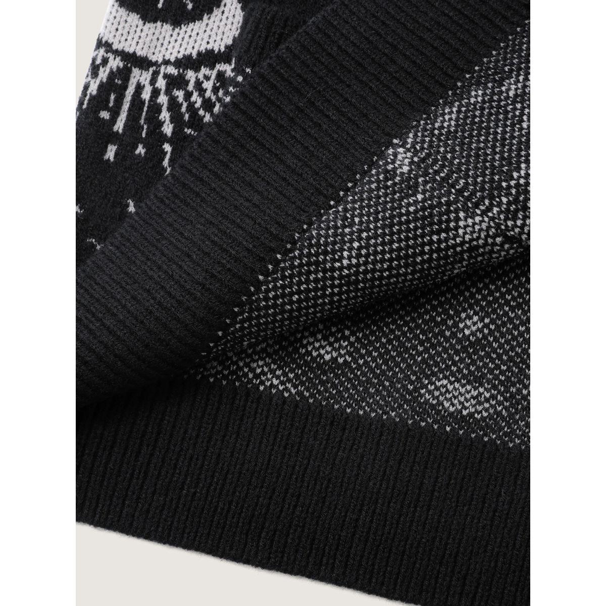 Plus Size Halloween Elements Button Knit Cardigan Black Women Leisure Loose Long Sleeve Casual Cardigans BloomChic 26/4X Product Image