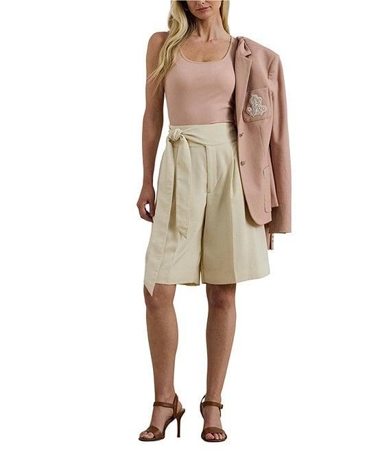 Lauren Ralph Lauren Georgette High Rise Pleated Wide-Leg Bermuda Shorts Product Image