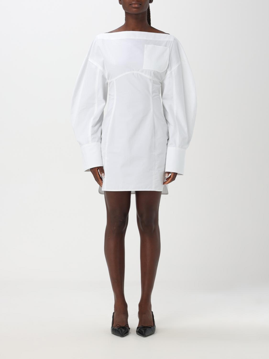 JACQUEMUS La Casaco Long Sleeve Cotton Shirtdress In White Product Image