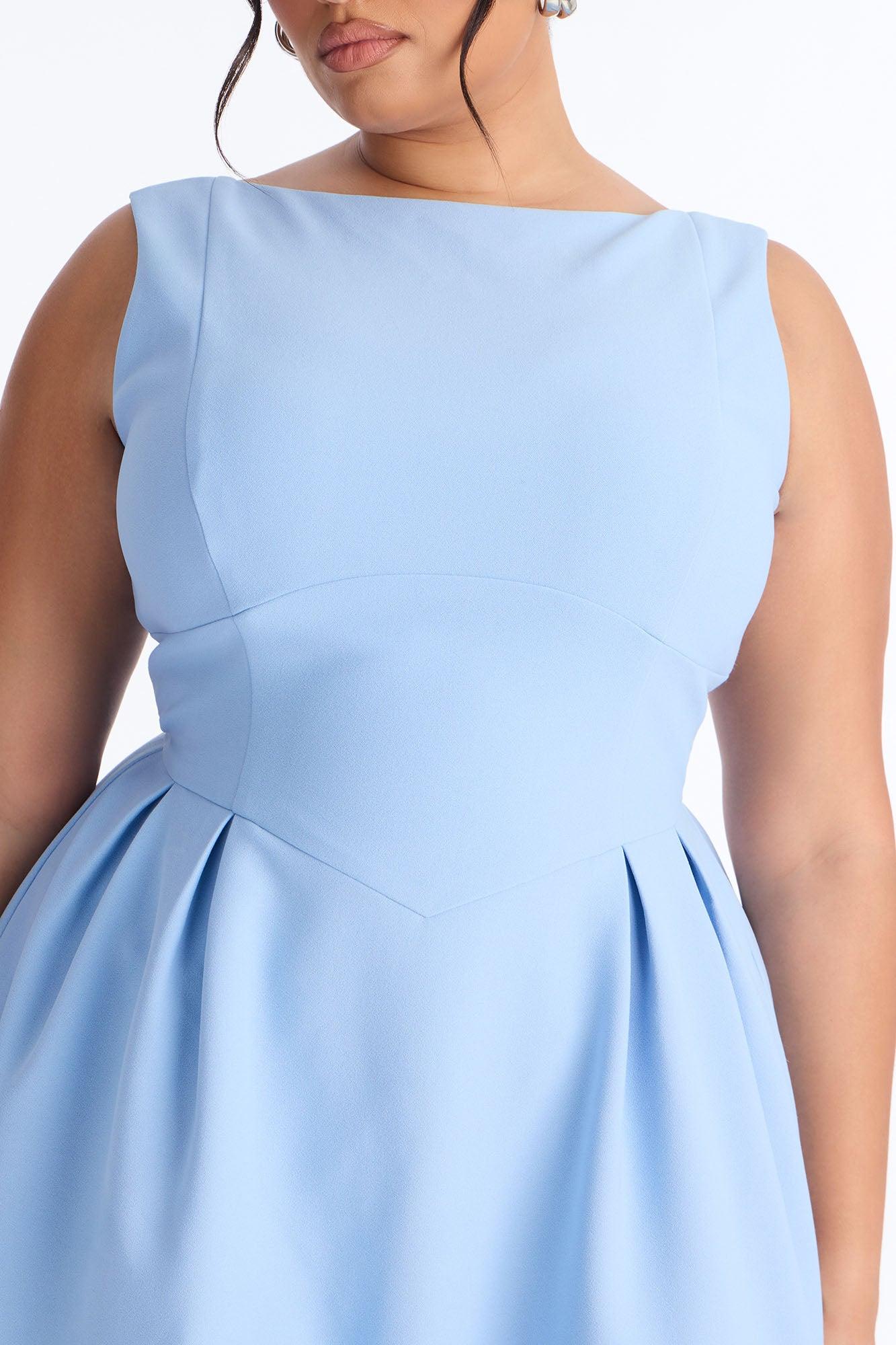 Anika Pleated Midi Dress - Blue Female Product Image