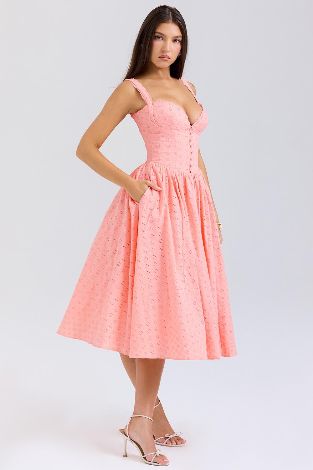 Adalyn  peach broderie anglais midi sundress Product Image