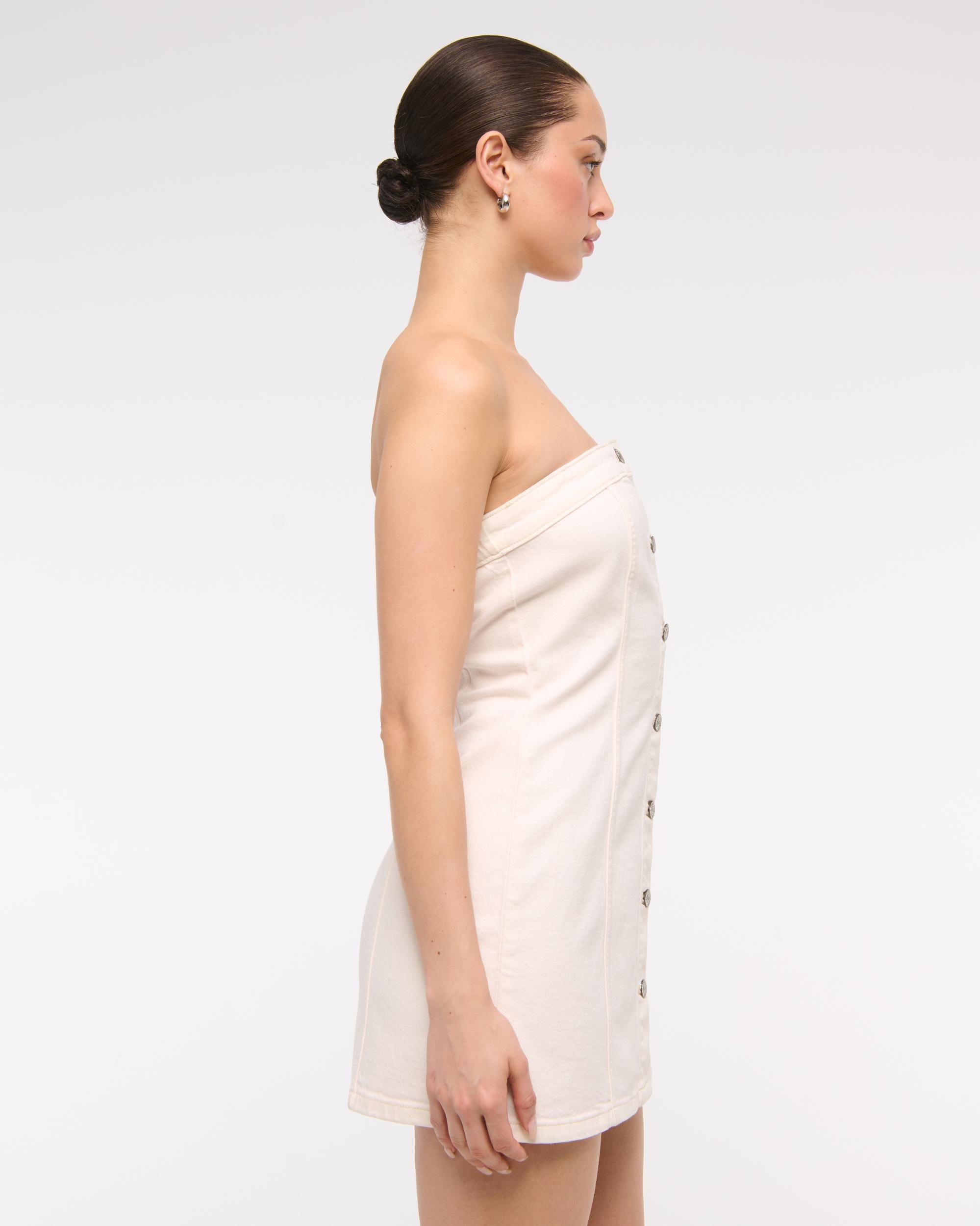 The A&F Mara Strapless Denim Mini Dress Product Image