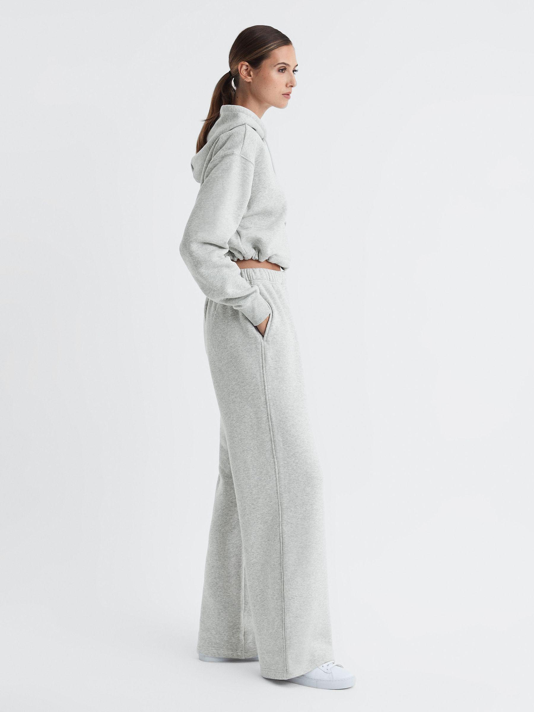 Good American Cotton Blend Wide Leg Joggers in Grey Product Image