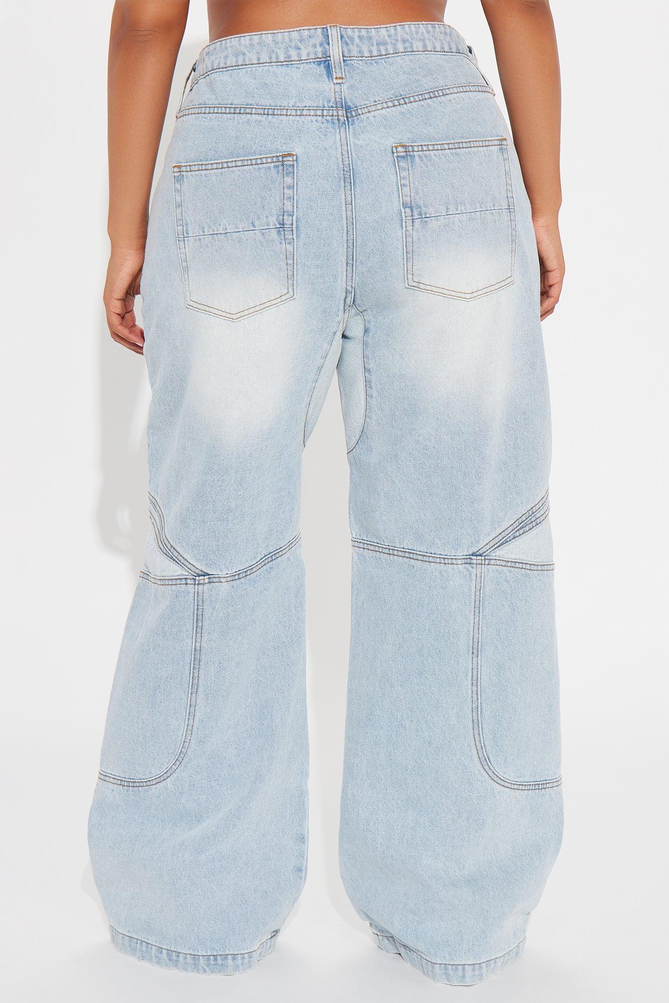 Worth My Time Seaming Wide Leg Jeans - Light Wash Product Image