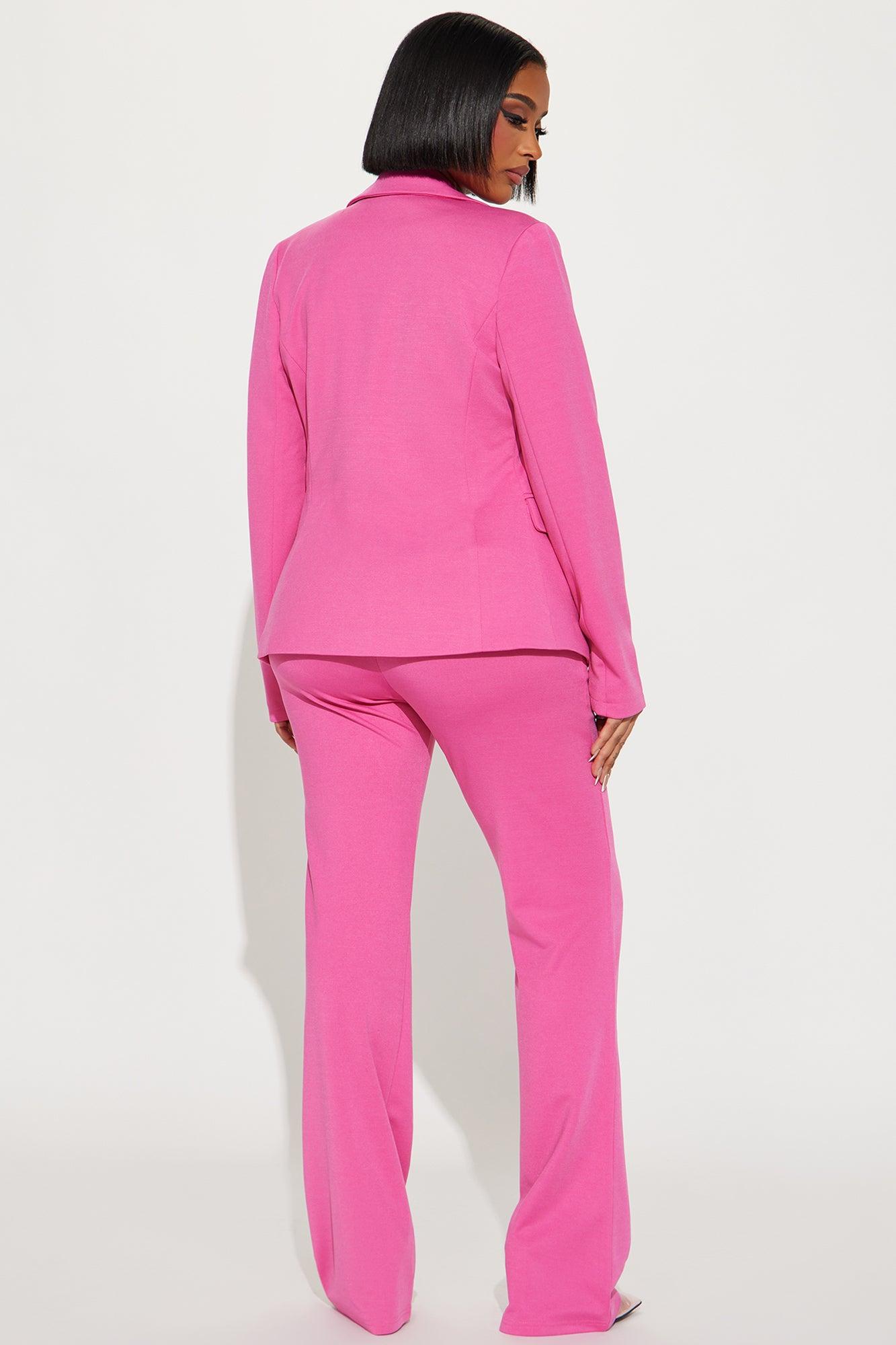 Business Per Usual Blazer Pant Set - Hot Pink Product Image