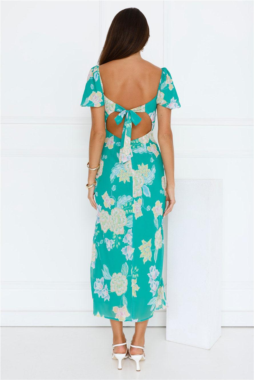 Floral Vines Midi Dress Green Product Image