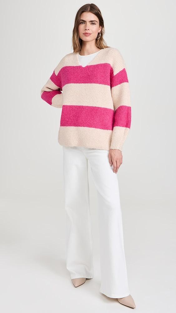 endless rose Fuzzy Striped Oversized Sweater | Shopbop Product Image