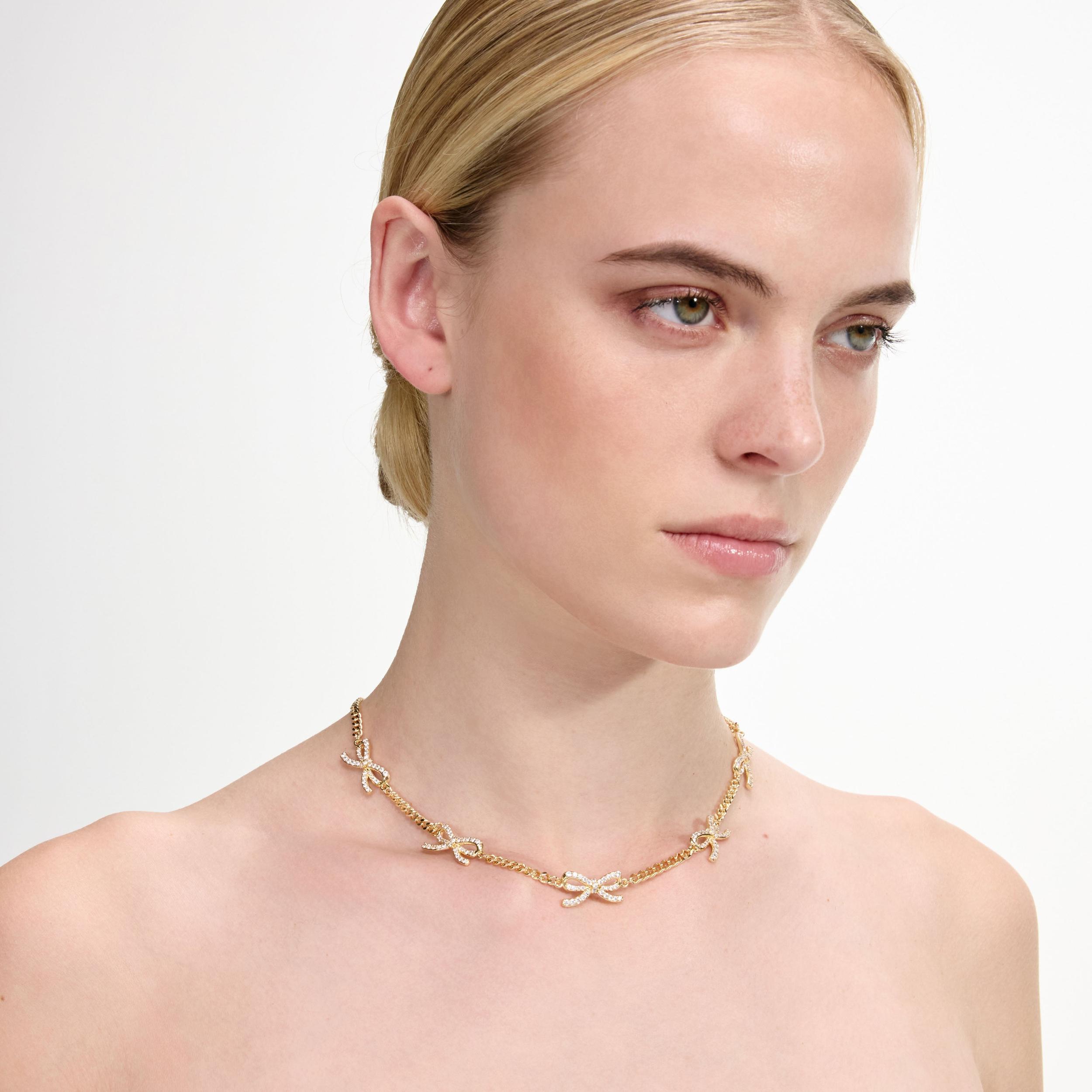 Gold Crystal Bow Necklace Product Image