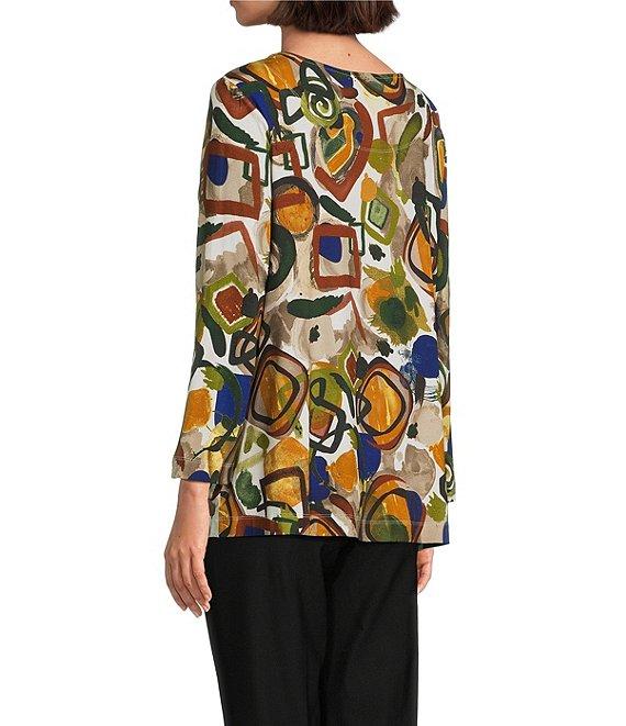 Ali Miles Printed Round Neck 3/4 Sleeve Tunic Product Image